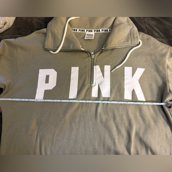 Victoria Secret Pink Olive Green Slouchy Graphic Lace Up Sz Oversized (Small) - Picture 5 of 5